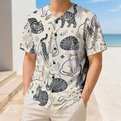 Playful Tabby Cats With Baseball Seams For Cat Lovers And Vintage Sports Fans Baseball Jersey
