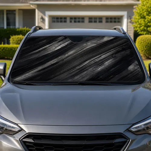Black Charcoal Diagonal Line Texture For Sleek Daily Commuting And Urban Driving Car Sunshade
