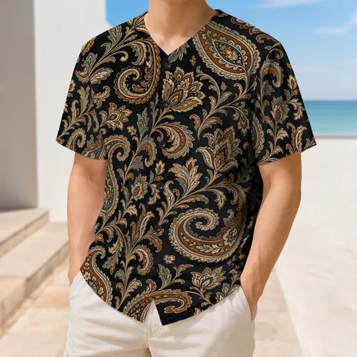 Vintage Paisley Floral Motifs For Casual Sports, Festivals And Everyday Street Style Baseball Jersey