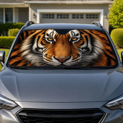 Fierce Bengal Tiger Eyes Wildlife Safari Style For Animal Lovers And Daily Drivers Car Sunshade