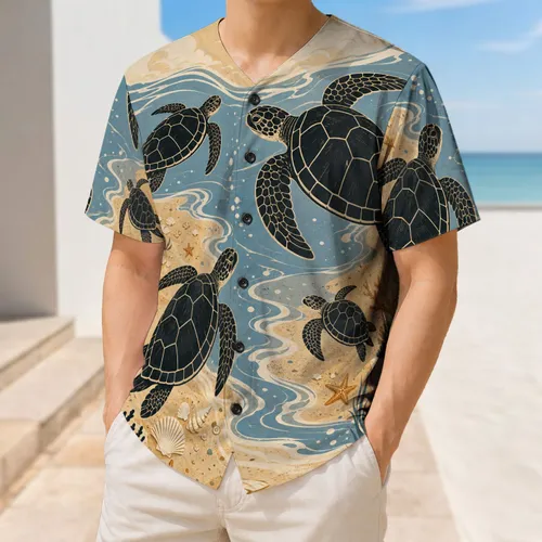 Retro Sea Turtle Coastal Ocean Beach Style For Summer Travel And Outdoor Adventures Baseball Jersey