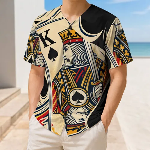 Oversized King Of Spades Casino Card Game Day Style For Poker Night Enthusiasts Wear Baseball Jersey