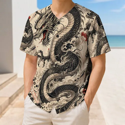 Celestial Dragon Ink Motif For Streetwear, Festivals And East Asian Mythology Fans Baseball Jersey