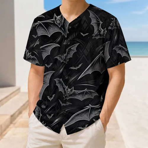Silver Gray Flying Bats for Halloween Nights and Dark Varsity Streetwear Enthusiasts Baseball Jersey