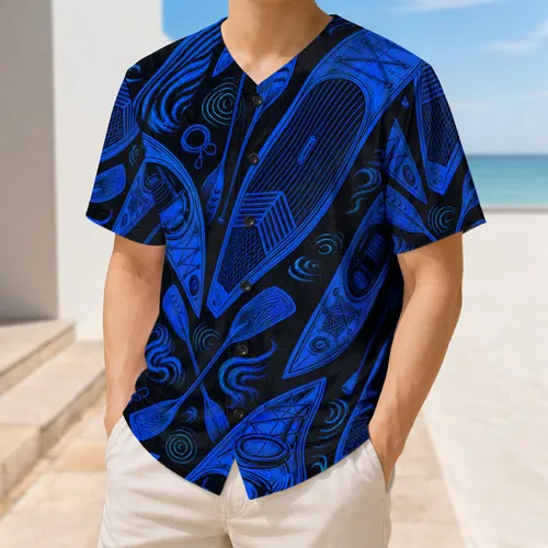 Cobalt Blue Surfboard Kayak Nautical Water Sport Gear for Beach Days and Paddle Fans Baseball Jersey