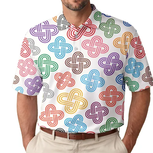 Colorful Celtic Knot Motifs For Beach Vacations, Summer Parties And Casual Weekend Wear Men's Polo Shirt