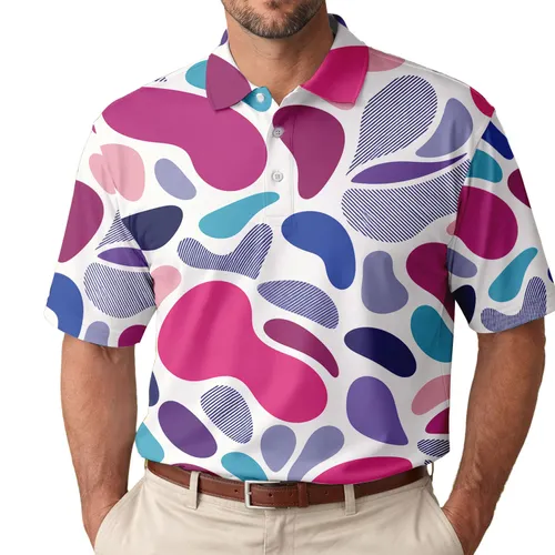 Abstract Pebble Shapes for Resort Travel, Beach Days and Modern Casual Style Lovers Men's Polo Shirt
