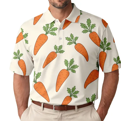 Scattered Carrots For Summer Picnics, Beach Days And Casual Garden Style For Men Men's Polo Shirt