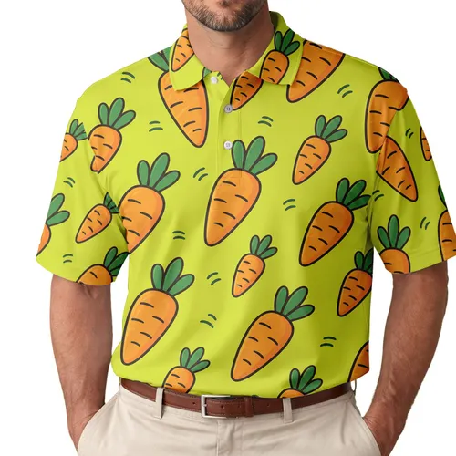 Cheerful Carrot Garden Motif for Summer Picnics, Farmers Markets, and Veggie Lovers Men's Polo Shirt