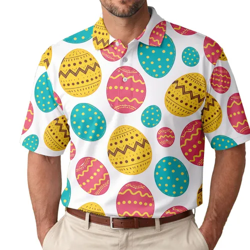 Colorful Easter Egg Scatter For Spring Parties, Brunches, Beach Trips And Getaways Men's Polo Shirt