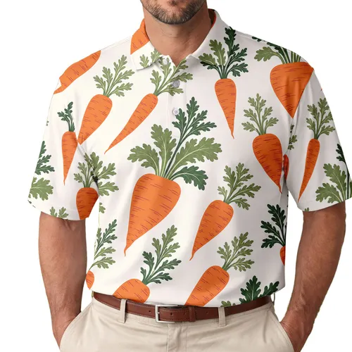 Colorful Carrot Garden Motif For Casual Summer Vacations And Foodie Gift Giving Men Men's Polo Shirt