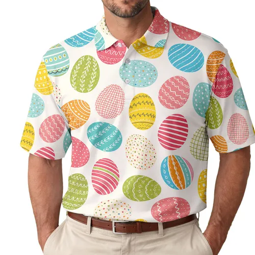 Colorful Easter Egg Motifs For Spring Celebrations And Casual Holiday Gatherings Men's Polo Shirt