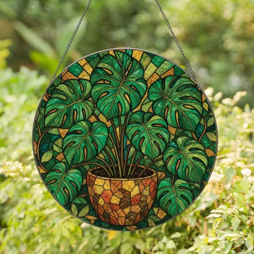 Monstera Stained Glass Window Decor For Tropical Home And Plant Lover Housewarming Stained Glass Suncatcher