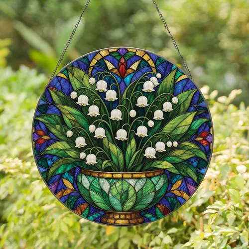 Lily Of The Valley Stained Glass Bouquet Window Decor For Spring Garden Gift Giving Stained Glass Suncatcher