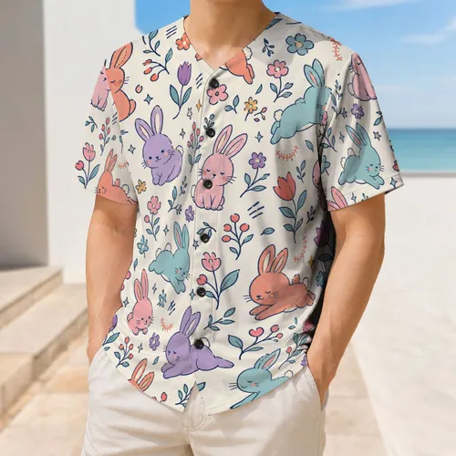 Colorful Bunny, Tulip And Baseball Seam Motifs For Youth Team Play And Easter Gifts Baseball Jersey