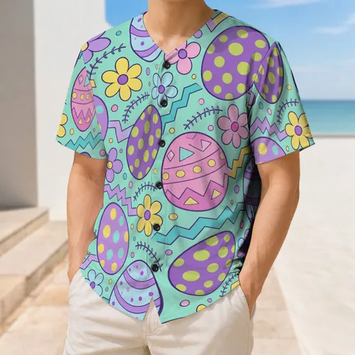 Colorful Easter Eggs, Daisies And Zigzags For Spring Game Day Active Young Athletes Baseball Jersey