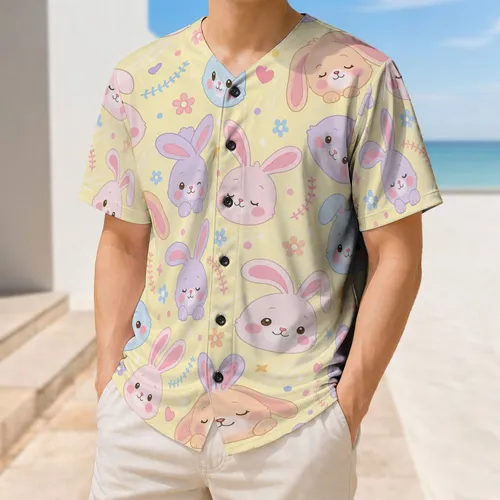 Cute Pastel Rabbit Friends for Spring Game Days, Easter Parties, and Kids' Playwear Baseball Jersey