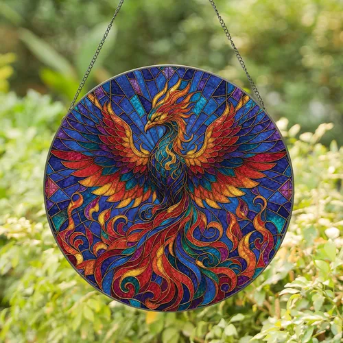 Majestic Phoenix Stained Glass Window Decor For Colorful Gothic Homes And Bird Lovers Stained Glass Suncatcher