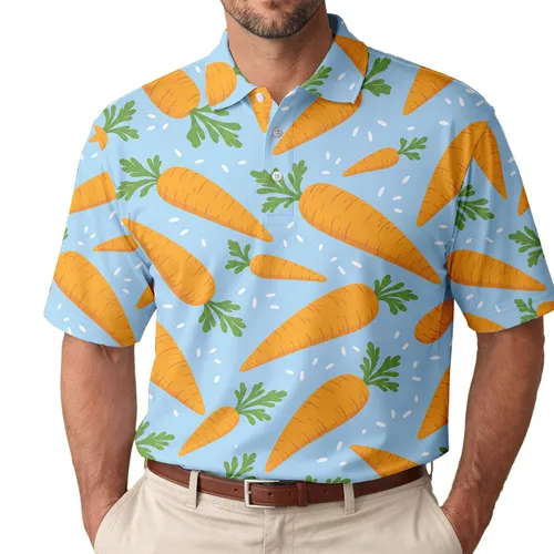 Golden Carrot Garden All-Over Beach Vacation Casual Wear Gift for Vegetable Lovers Men's Polo Shirt