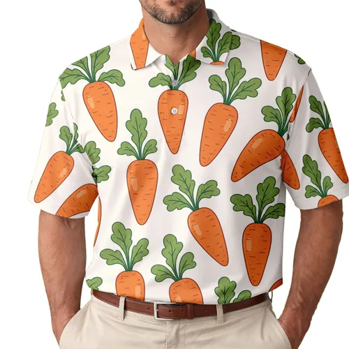 Orange Carrots And Green Leaves For Beach Vacations, Picnics, And Garden Parties Men's Polo Shirt