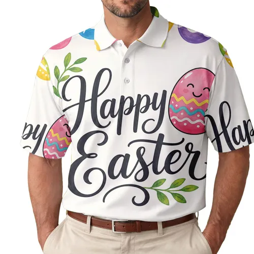 Happy Easter Egg Smiling Character Spring Celebration Holiday Gift For Women And Men Men's Polo Shirt
