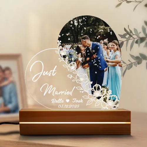 Custom Couple Photo Acrylic Plaque, Personalized Anniversary Gift for Wife, Romantic Keepsake Sign for Her, Valentine's Day Lovers Gift