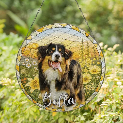 Custom Dog Portrait Stained Glass Suncatcher, Personalized  Pet Memorial Cat Loss Keepsake, Pet Loss Gift