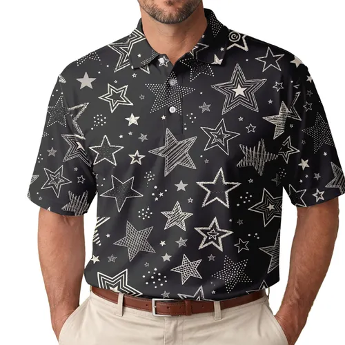Modern Monochrome Hand Drawn Stars For Casual Streetwear And Everyday Style For Men Men's Polo Shirt