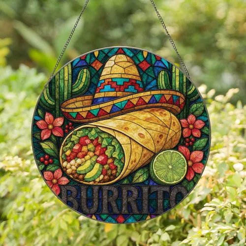 Burrito Sombrero Stained Glass Cinco De Mayo Kitchen Decor For Food Lovers Stained Glass Suncatcher