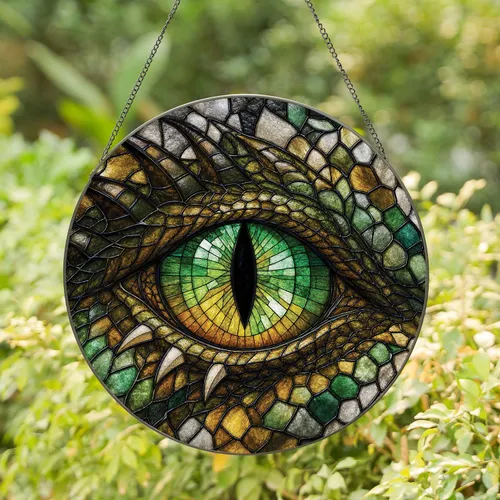 Dragon Eye Stained Glass Gothic Window Accent For Fantasy Lovers Halloween Home Display Stained Glass Suncatcher