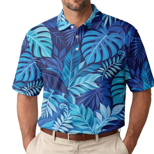 Tropical Palm And Monstera Foliage For Beach Vacations Resort Trips And Casual Wear Men Men's Polo Shirt