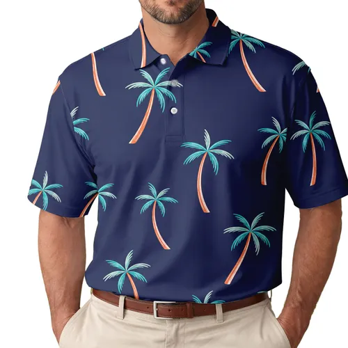 Tropical Coconut Palm Motifs For Beach Vacations, Resort Wear, And Summer Travel For Men Men's Polo Shirt