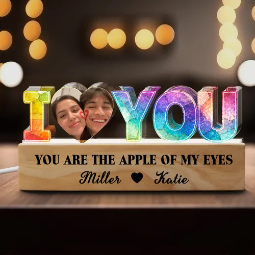 Personalized Photo Couple Night Light, Custom I Love You LED Lamp, Valentine Anniversary Gift for Him Her