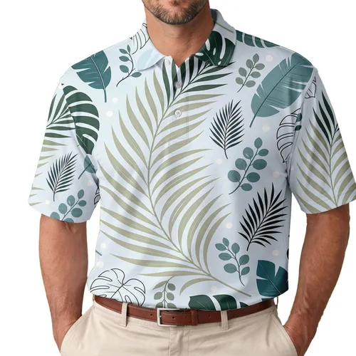 Tropical Monstera And Palm Leaves For Resort Travel And Everyday Casual Style For Men Men's Polo Shirt