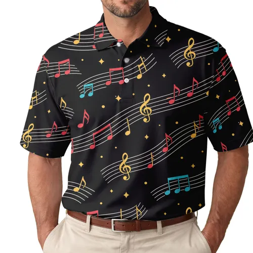 Colorful Music Notes For Concerts, Festivals And Everyday Style For Music Lovers Men's Polo Shirt