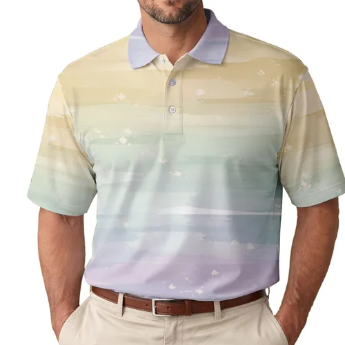 Pastel Coastal Color Block For Beach Vacations And Relaxed Summer Style Men's Polo Shirt