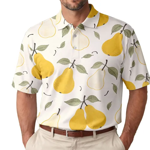 Yellow Pear Orchard Summer Casual Resort Wear Gift For Men Men's Polo Shirt