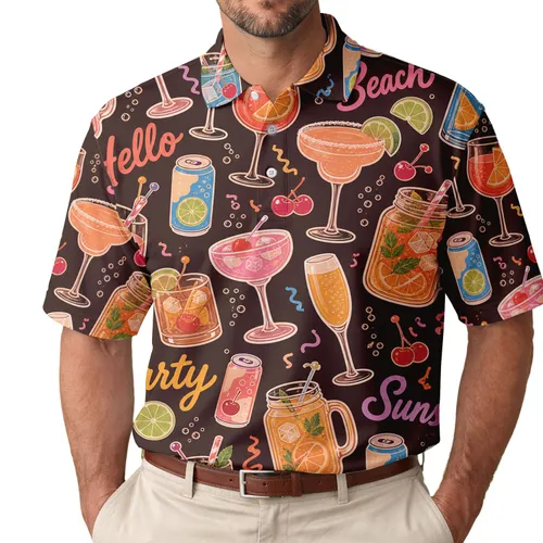 Retro Cocktail Drinks For Beach Parties, Resort Holidays And Summer Vacation Men Men's Polo Shirt