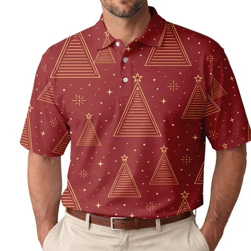 Cranberry Gold Christmas Tree Snowfall For Holiday Parties And Winter Gatherings For Men Men's Polo Shirt
