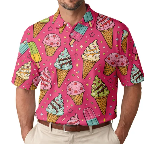 Retro Ice Cream Cones And Popsicles For Summer Parties And Beach Vacation Outfits Men's Polo Shirt