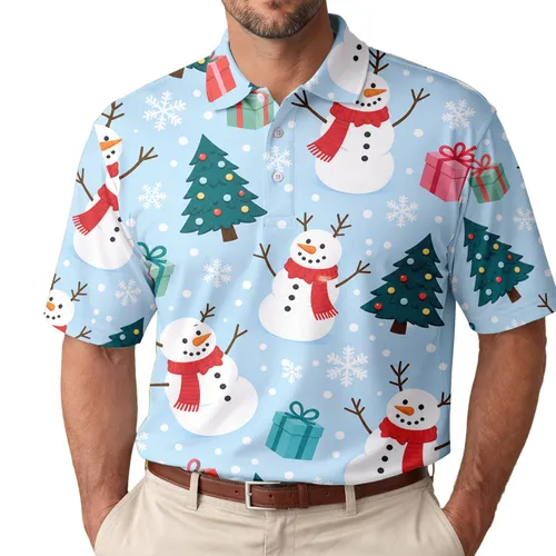 Snowman Christmas Trees And Gifts For Festive Winter Parties And Holiday Getaways Men's Polo Shirt