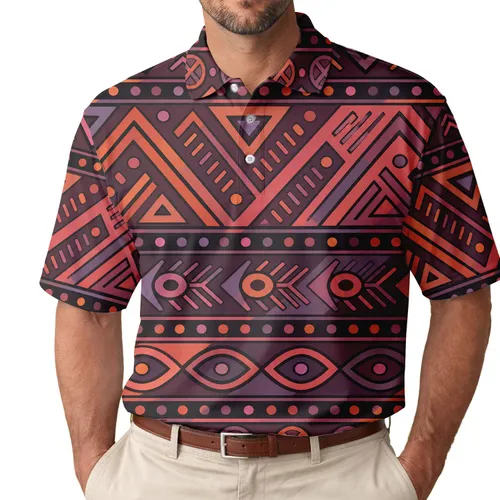 Abstract Geometric Stripe Sunset Motifs For Beach Trips And Casual Weekend Wear Men Men's Polo Shirt