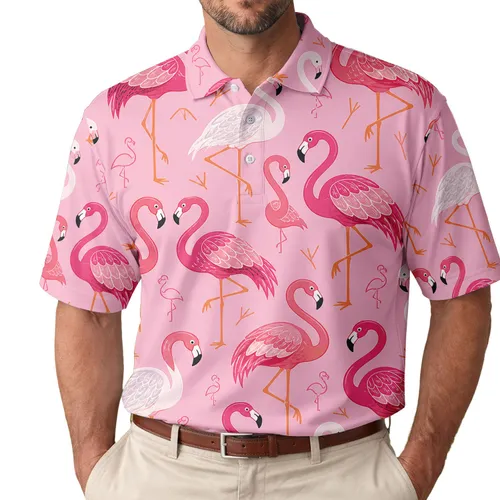 Pink Flamingo Tropical Resort Beach Party Wear For Men And Women Vacation Lovers Men's Polo Shirt