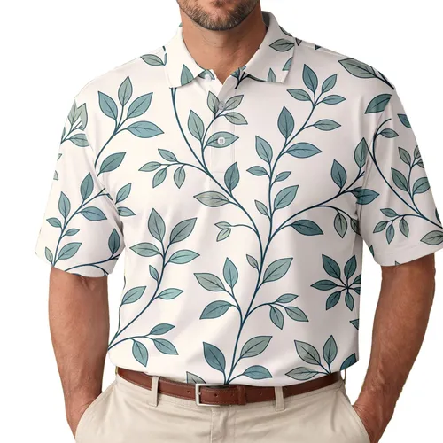 Blue Green Climbing Vine Botanical Casual Resort Wear For Nature Loving Men And Women Men's Polo Shirt