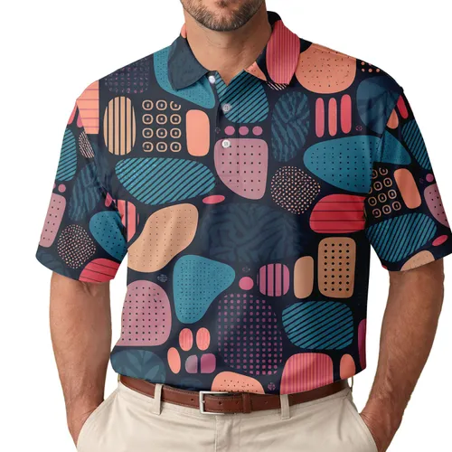 Abstract Geometric Collage For Modern Streetwear And Creative Everyday Wear Outfits Men's Polo Shirt