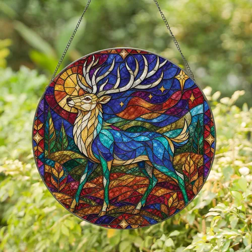Tiffany Style Stained Glass Stag Woodland Decor For Nature Lovers Home And Office Gift Stained Glass Suncatcher