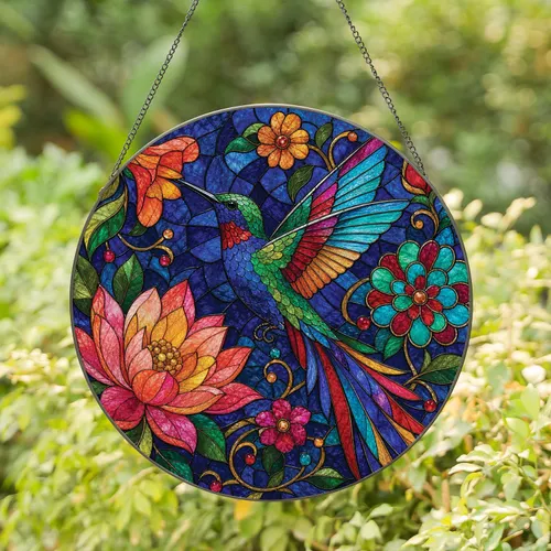 Hummingbird Stained Glass Window Decor For Garden Lovers And Housewarming Gift Ideas Stained Glass Suncatcher