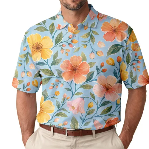 Summer Garden Flowers For Everyday Wear And Resort Outfits For Women Men's Polo Shirt