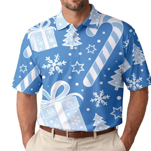 Candy Cane And Snowflake Christmas Gift Motif For Holiday Parties And Winter Events Men's Polo Shirt