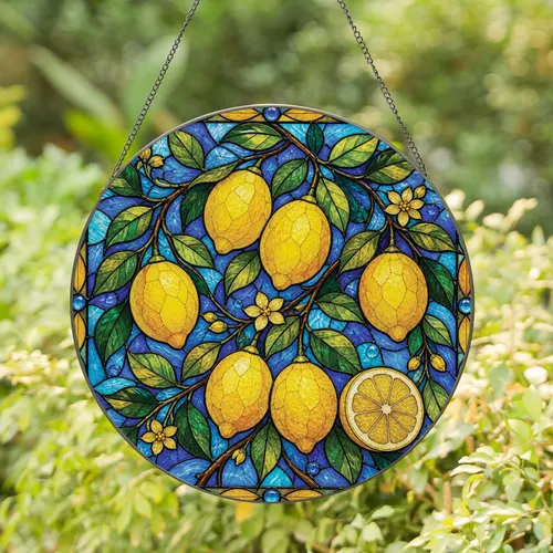 Stained Glass Lemon Tree Branch Window Decor For Kitchen Garden Housewarming Gifts Stained Glass Suncatcher